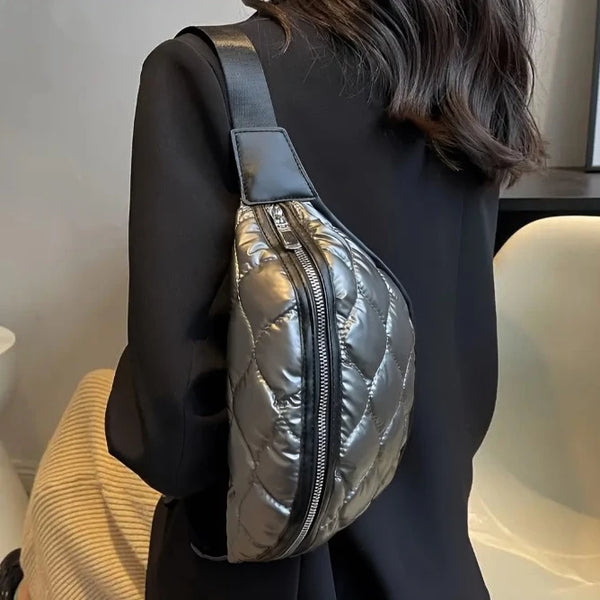 Quilted Metallic Fanny/ Crossbody Bag