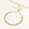 Bezel Set Turquoise & Gold Pull Bracelet