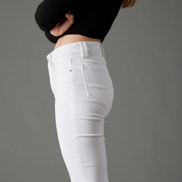 Ava Mid-Rise White Crop Boot Jean