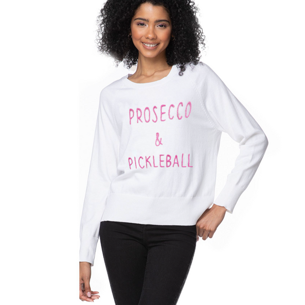 Prosecco & Pickleball Embroidered Sweater