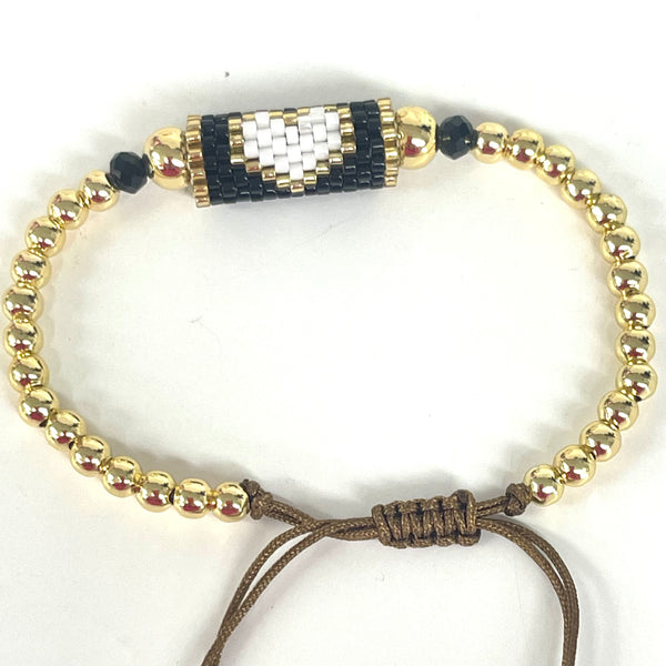 4MM Pull String Beaded Heart Design Bracelet