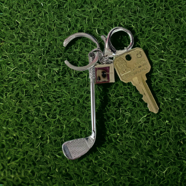 Mini Golf Club And Fur Pom Keychain