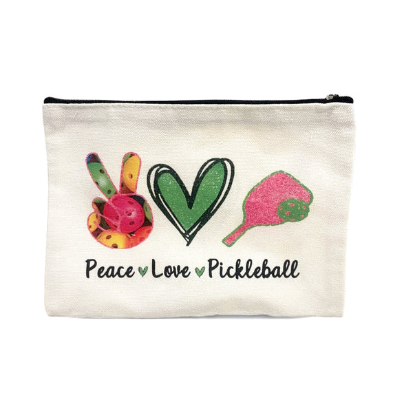Peace Love Pickleball Canvas Pouch