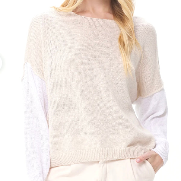 Gilbert Two Color Cotton Knit Sweater