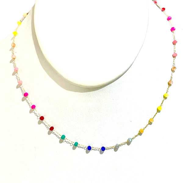Beaded Rainbow Choker Necklace