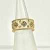 Adjustable Brushed Gold Ring With Cz’s And CZ Clover