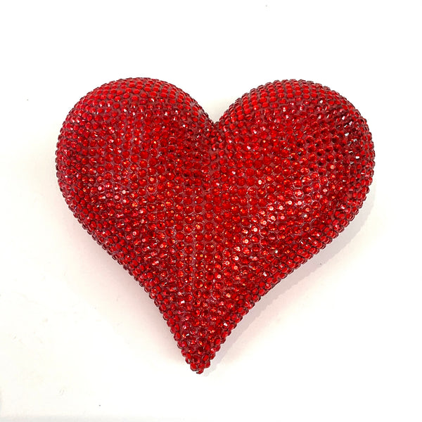 Red Rhinestone Puff Heart