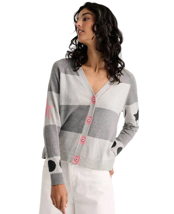 Zaket & Plover Colorblock Star Cardigan in Grey