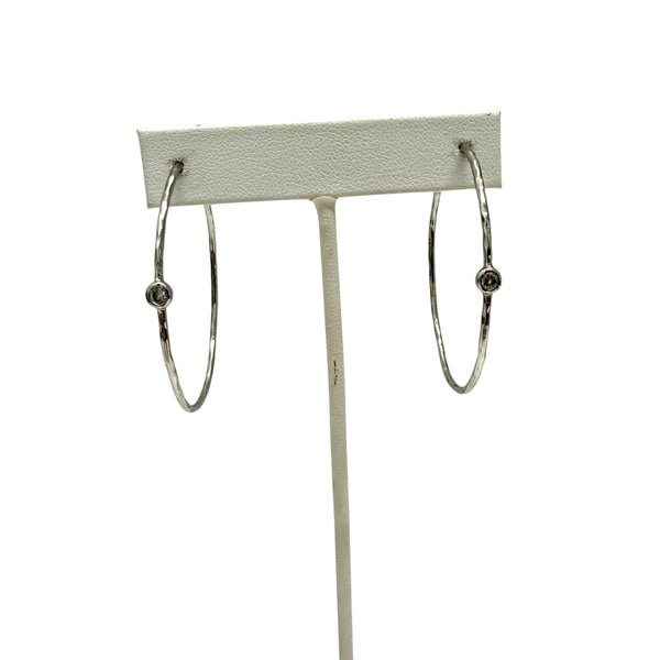 Single CZ Hoops With Center Bezel