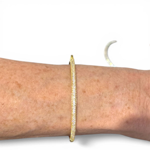 Gold or Silver Double Sided  Pave Bangle