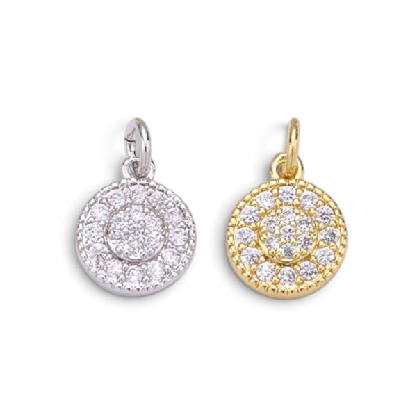Dainty 14k Gold Filled CZ Clear Micro Pave Charm