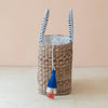 Handwoven Bag with Embroidered Bonjour
