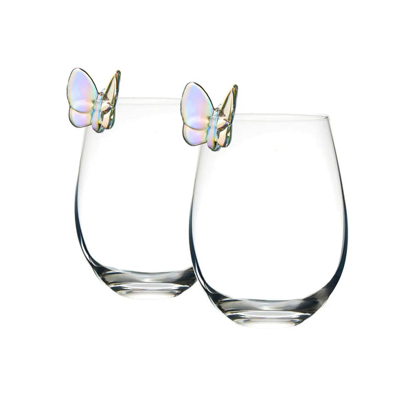 Stemless Butterfly Wine Glasses