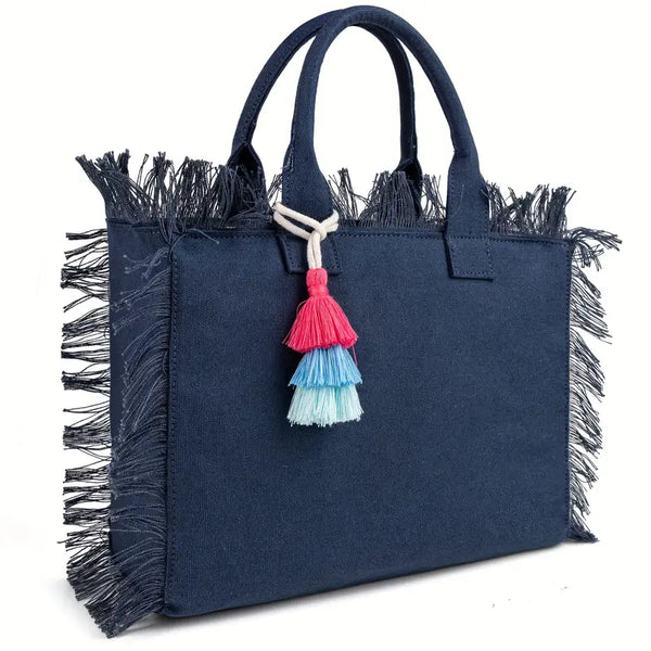 Canvas Handbag/Small Tote With Tassel