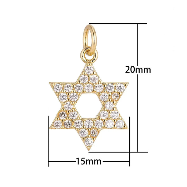 18K Gold Filled Star of David Zirconia Charm Pendant