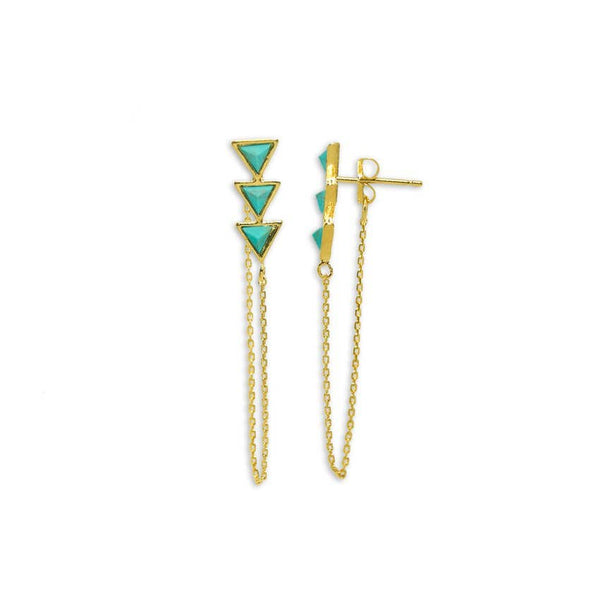 Trio of Turquoise Triangles Stud Earrings