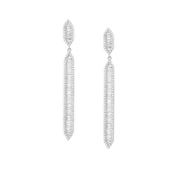 Elongated Marquise Baguette Drop Earring
