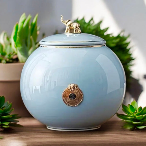Blue Ceramic Tea Jar