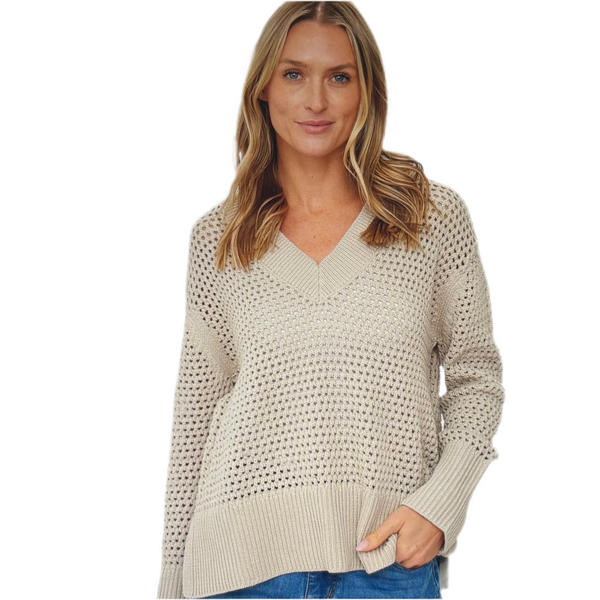 Cameron Crochet V Neck Sweater