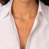 Multi Bezel Stone Lariat Drop Necklace