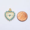 Gold Filled Turquoise Sunburst Heart Charm