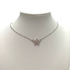 Single Pave Gold or Silver Flower Necklace