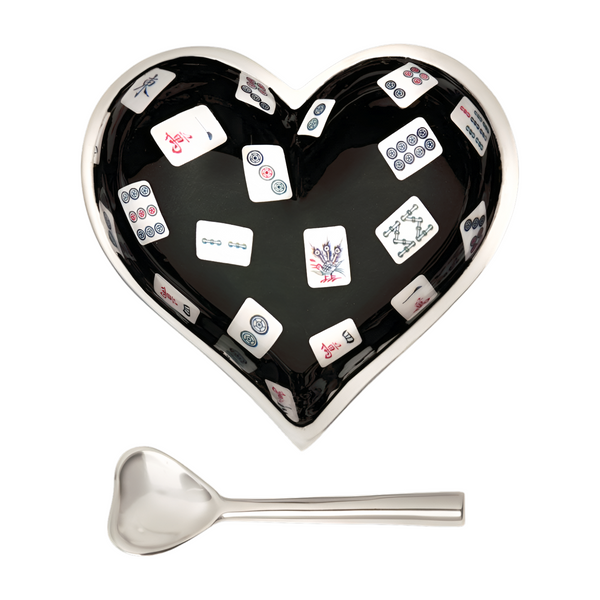 Mahjong Heart Bowl With Silver Spoon