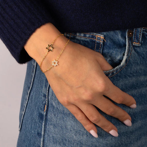 Solid Star Of David Charm Bracelet