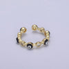 White, Teal, Blue, Black Round Evil Eye Enamel Clear Cz Stackable Ring