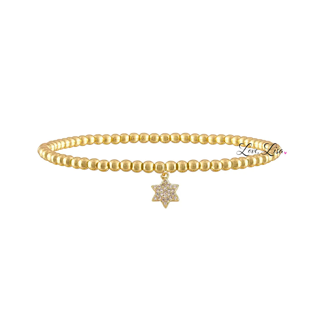 Sami CZ Pave Star of David Stretch Beaded Bracelet
