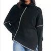 Oversized Stitched Asymmetrical Turtleneck Sweater