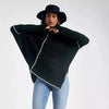 Oversized Stitched Asymmetrical Turtleneck Sweater