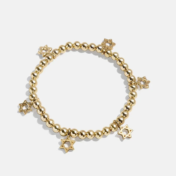 Stretch Beaded Bracelet with Six CZ Charm Stations