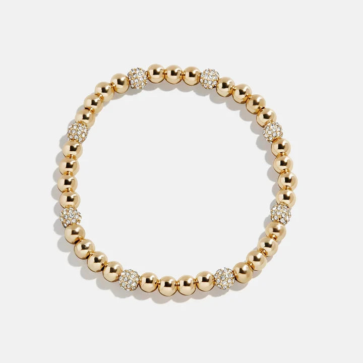 Alternating Gold And Pave Beaded Bracelet
