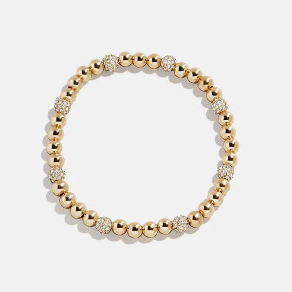 Alternating Gold And Pave Beaded Bracelet