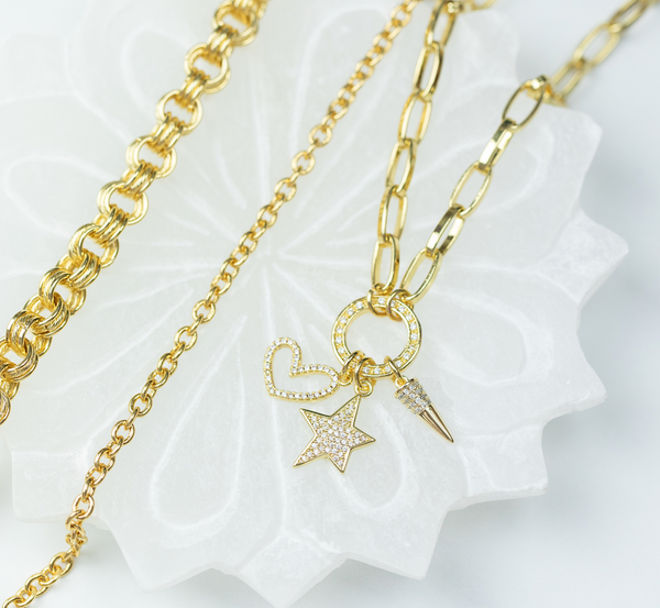 Star And Heart Point Statement Necklace
