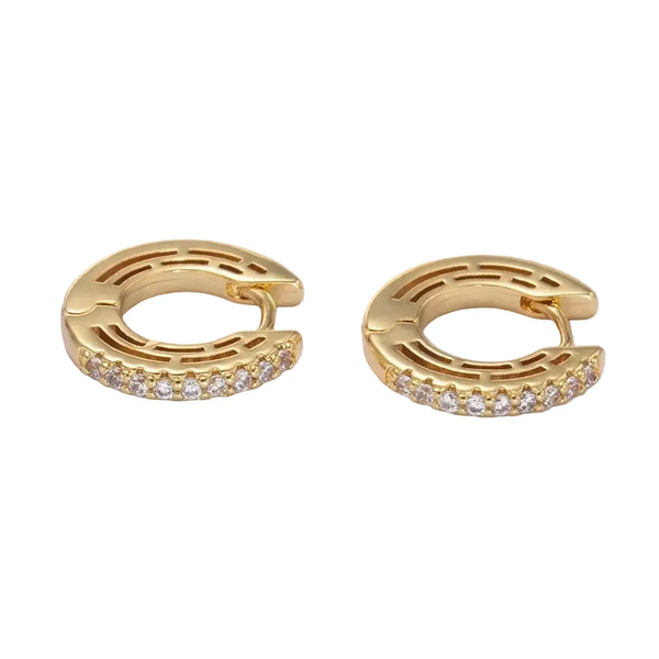 24K Gold Filled CZ Huggie Hoop Earings