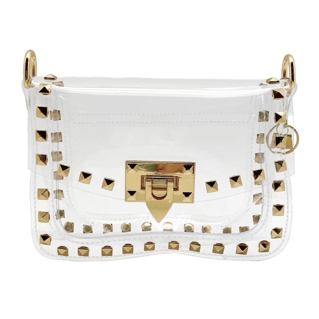 Gold Studded Clear Crossbody Bag