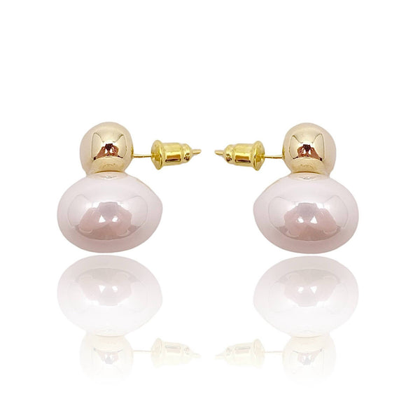 Two-Tone Pearl Stud Earrings