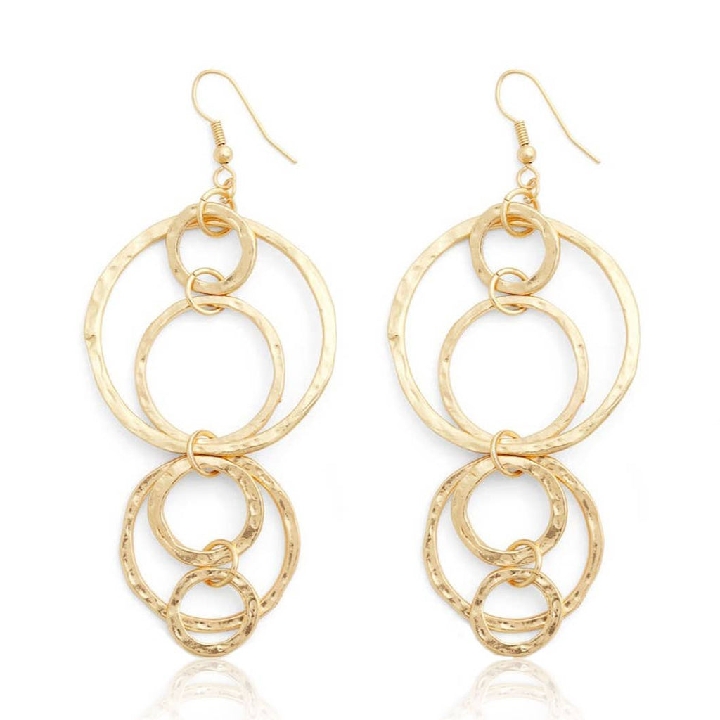Multiple Circle Dangle Earrings - 24K Gold Plated