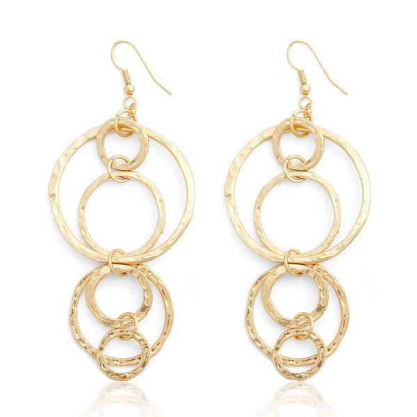 Multiple Circle Dangle Earrings - 24K Gold Plated