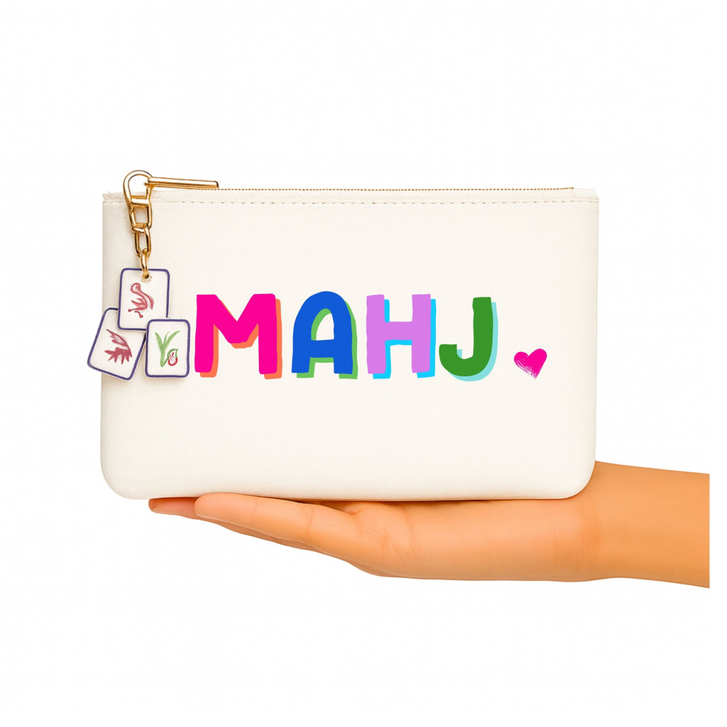 Canvas Mahjong Bag with Tile Zipper