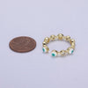 White, Teal, Blue, Black Round Evil Eye Enamel Clear Cz Stackable Ring