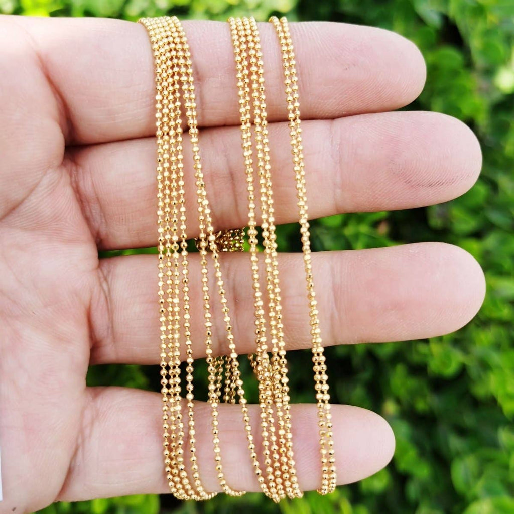 24K Gold Filled 1.5mm Round Beaded Necklace