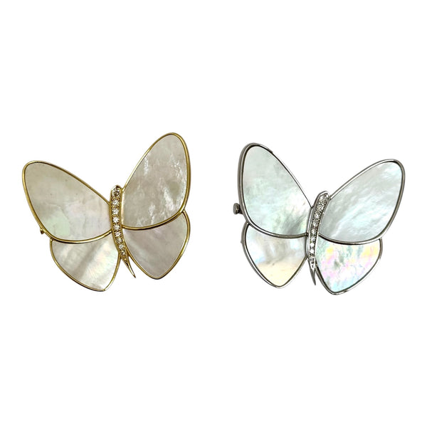 Pearl and CZ butterfly pin