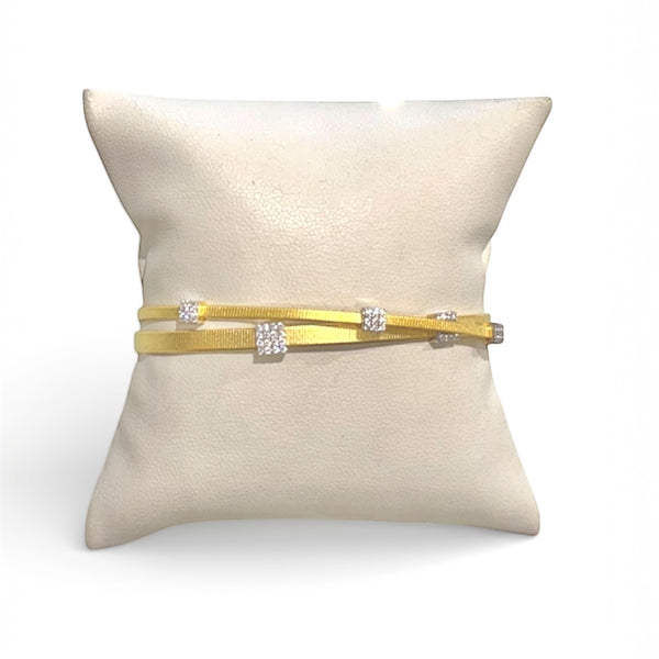 Double Bangle Bracelet With Pave Squares