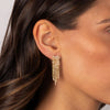 Curved CZ Bar Fringe Chain Earrings