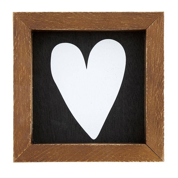 Mini Wood Sign - White Heart