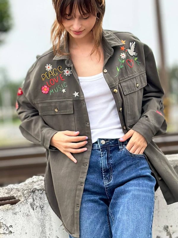 Peace Love and Music Army Shirt