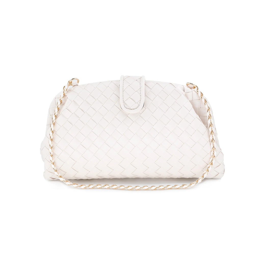 Cream Braided Clutch Handbag